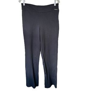 Ellie Tahari Black Pants Straight Leg Gold Logo 6 Stretch Career Side Zipper